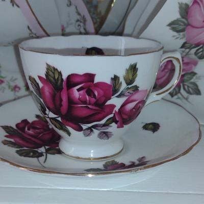 Collection of Six Cups with Saucers- Assorted Makers (Choice A)
