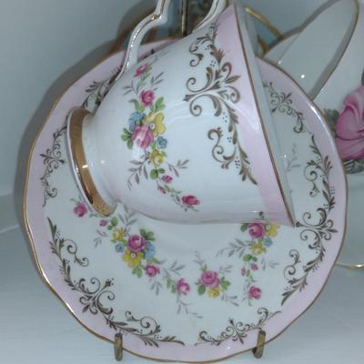 Collection of Six Cups with Saucers- Assorted Makers (Choice A)
