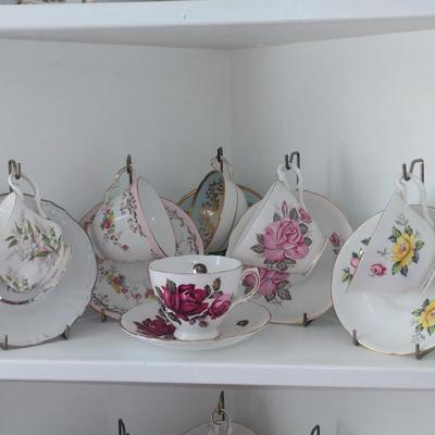 Collection of Six Cups with Saucers- Assorted Makers (Choice A)