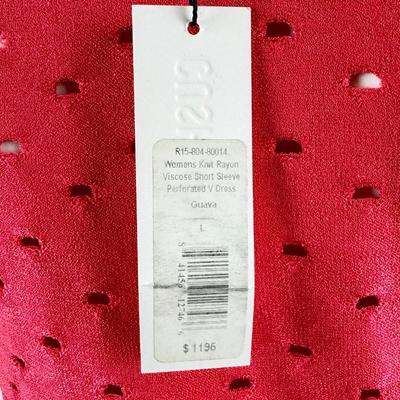 252. New with Tags CUSHNIE ET OCHS Perforated Guava Red Knit Dress