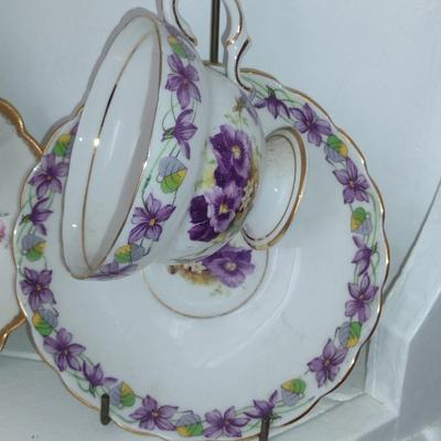 Collection of Six Cups with Saucers- Assorted Makers (Choice B)