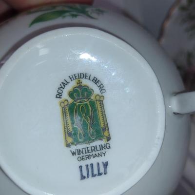Collection of Six Cups with Saucers- Assorted Makers (Choice B)