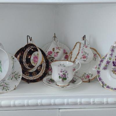 Collection of Six Cups with Saucers- Assorted Makers (Choice B)