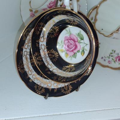 Collection of Six Cups with Saucers- Assorted Makers (Choice B)
