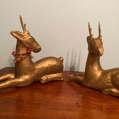 Pair of Vintage paper mâché Christmas reindeer