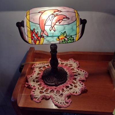 Small Table Top Lamp with Rotating Shade- Ocean Life Design