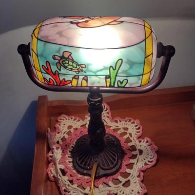 Small Table Top Lamp with Rotating Shade- Ocean Life Design