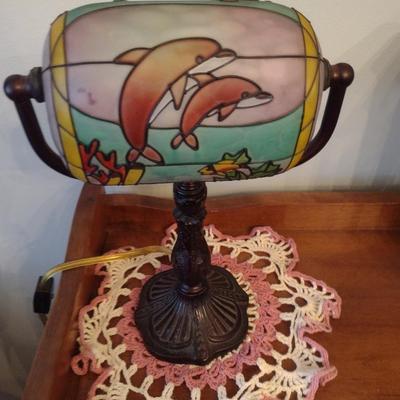 Small Table Top Lamp with Rotating Shade- Ocean Life Design
