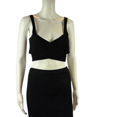 253. CUSHNIE ET OCHS Black Knit Rayon Skirt and Top Set