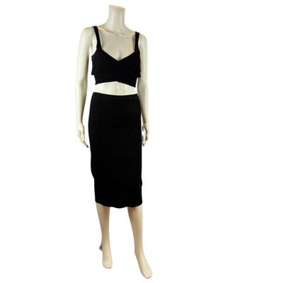 253. CUSHNIE ET OCHS Black Knit Rayon Skirt and Top Set