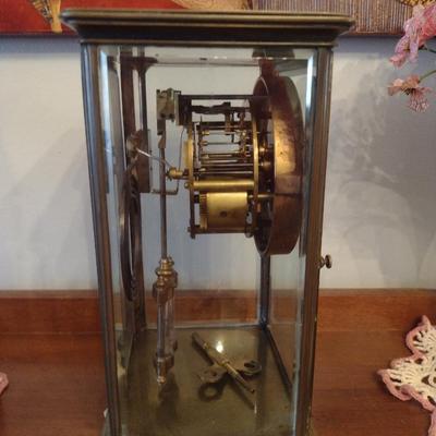 Table Top Clock with Metal and Glass Case