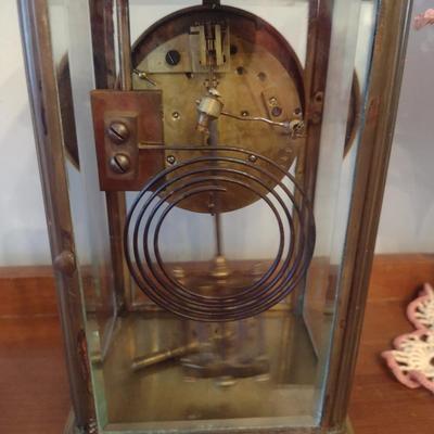 Table Top Clock with Metal and Glass Case