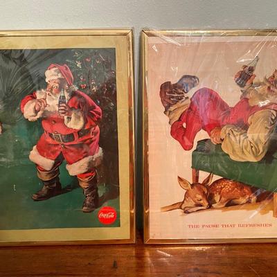Vintage-style Coca-Cola Santa framed Christmas Prints