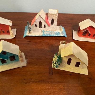 Lot “B” - 5 vintage mica Christmas houses