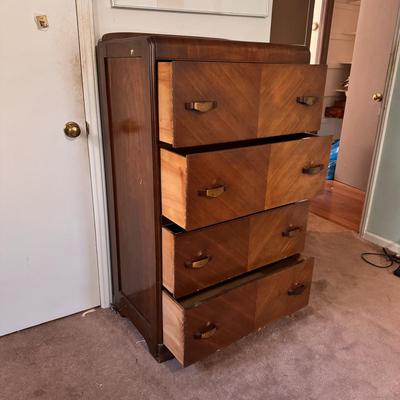 Art Deco Wooden Waterfall Four-Drawer Dresser (PB-DZ)