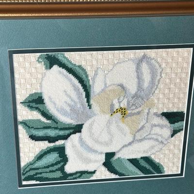 Framed Embroidered Magnolia