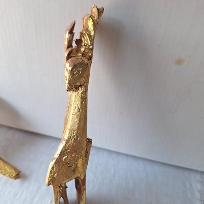 2 golden Wooden animals