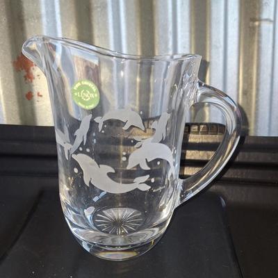 Dolphin Etched lenox crystal pitcher