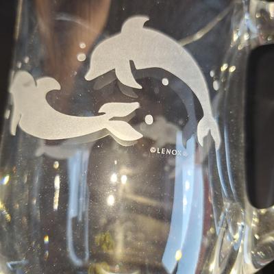 Dolphin Etched lenox crystal pitcher