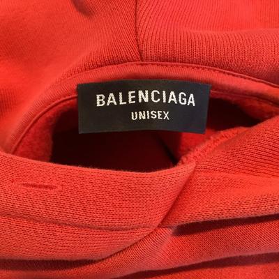 263. BALENCIAGA Unisex Oversized Red Hoodie Size L