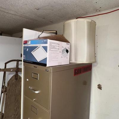 FILING CABINET, WHITE CABINETS, MISCELLANEOUS LOT