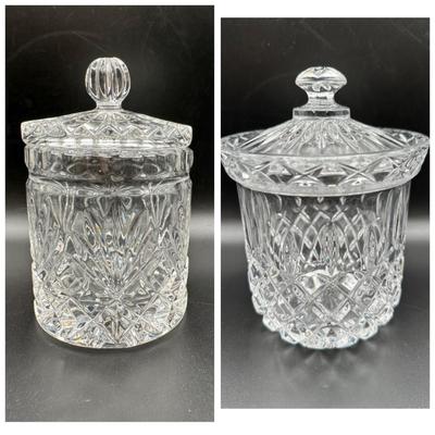 Two Crystal Biscuit Jars