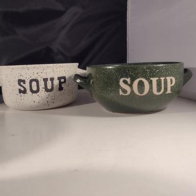 Double Handled Ceramic Soup Bowls- 5 Pieces