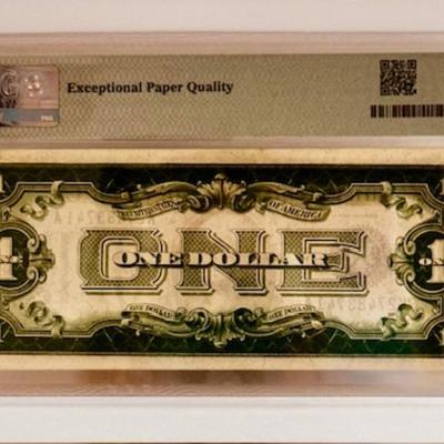 1928A $1 Bill Silver Cert. Graded AU 55