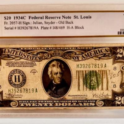 1934C  $20 Graded Very Fine 30
