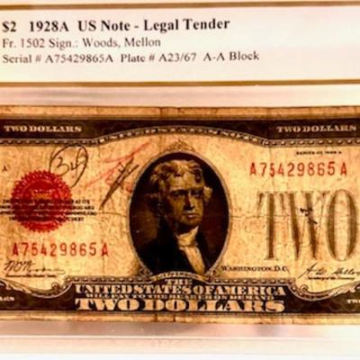 1928A $2 Bill Graded Choice Fine 15