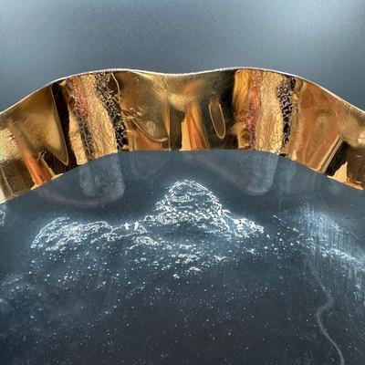 Signed ANNIE GLASS 24 Karat Gold Ruffled Platter