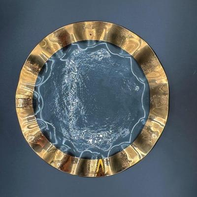 Signed ANNIE GLASS 24 Karat Gold Ruffled Platter