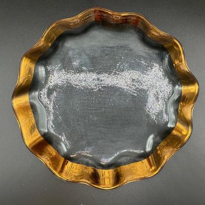 Signed ANNIE GLASS 24 Karat Gold Ruffled Platter