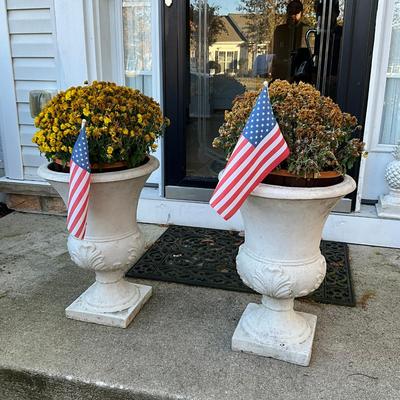 386 Two Composite Planters With One Pineapple Decore Composite