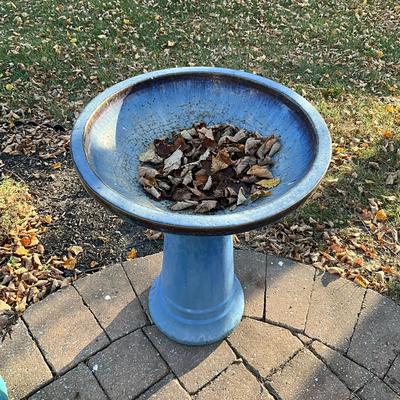 394 Blue Terracotta Glazed Bird Bath