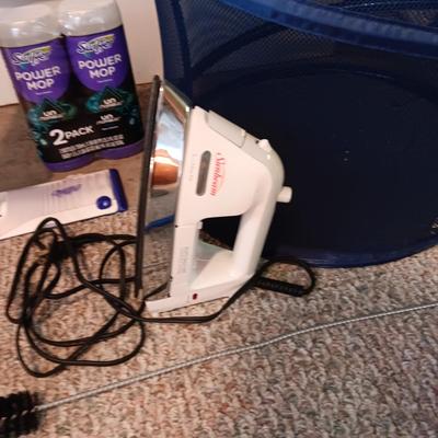 POWER MOP, LAUNDRY BASKET, CLOTHES IRON AND MORE