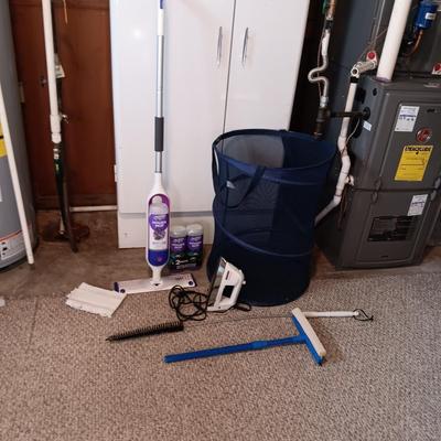 POWER MOP, LAUNDRY BASKET, CLOTHES IRON AND MORE