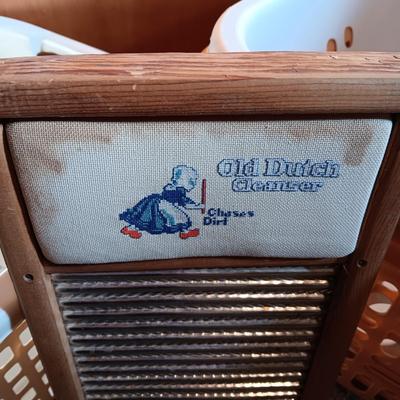 LAUNDRY BASKETS, CLEANERS, WASH BOARD AND MORE