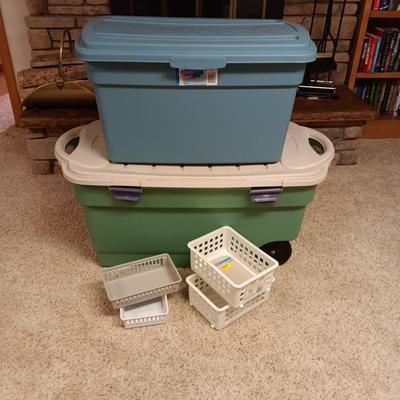 STORAGE TOTES AND PLASTIC BASKETS