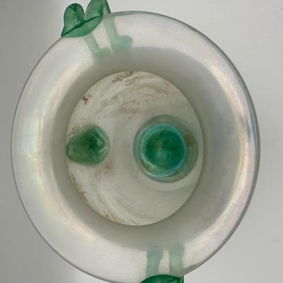 Italian Iridescent Green Blown Glass Vase