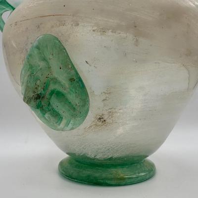 Italian Iridescent Green Blown Glass Vase