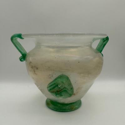 Italian Iridescent Green Blown Glass Vase