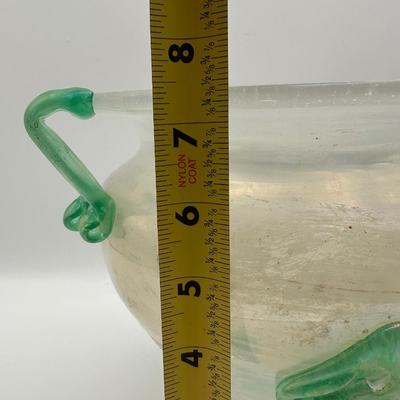 Italian Iridescent Green Blown Glass Vase