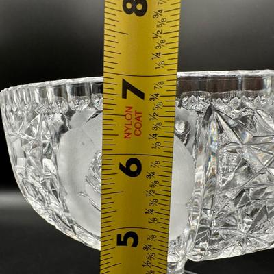 Antique Crystal Pedestal Compote Etched Roses and Ornate Design