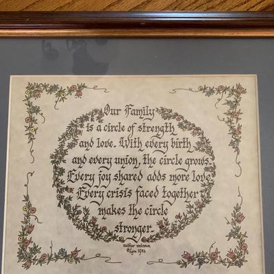 Framed “Our Family” print 1986