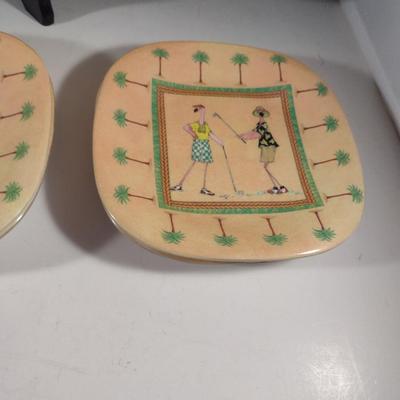 Melamine Appetizer Set with Flamingo Design- One Tray and Nine Small Plates