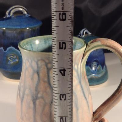 Collection of Pottery Dishes- Mugs and Covered Sugar Bowls