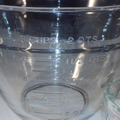 Anchor Hocking Glass Measuring Cups and Batter Bowl- Three Pieces Total