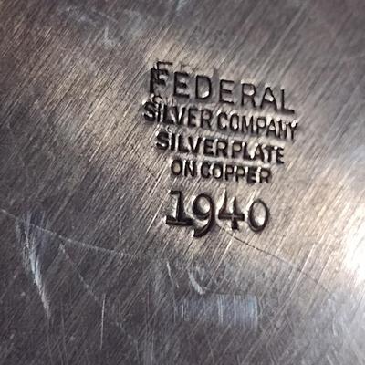 Vintage Federal #1940 Silverplate on Copper Ceramic Lined Ice/Wine Bucket
