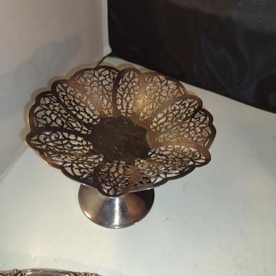 Assorted Metal Serve Ware- Pitcher, Candy Dish, Gravy Boat with Under Plate, Covered Butter Dish